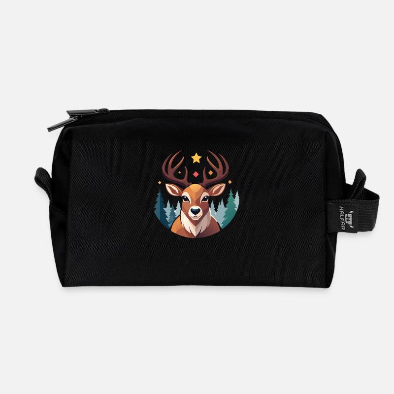 Weihnachtliches Rentier - Recycelte Kulturtasche - Schwarz