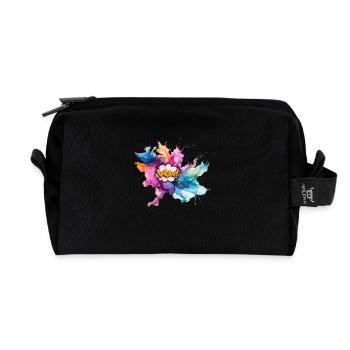 Bold Pop Art Explosion with "Wow" Text - Recycled Toiletry Zip Bag - black - Front