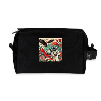 Surreales Design, Falke, Weltraum, High heels - Recycelte Kulturtasche - Schwarz - Vorne