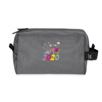 Year of birth 2020 wildflowers - Recycled Toiletry Zip Bag - anthracite - Front