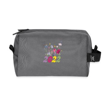 Year of birth 2022 wildflowers - Recycled Toiletry Zip Bag - anthracite - Front