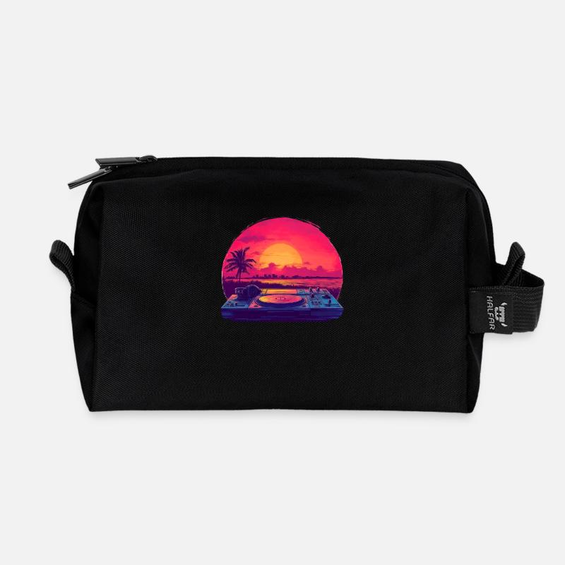 DJ on the beach - Recycled Toiletry Zip Bag - black