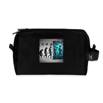 Evolution des Fotografen: Vom Affen zum KI-Fotografen - Recycelte Kulturtasche - Schwarz - Vorne