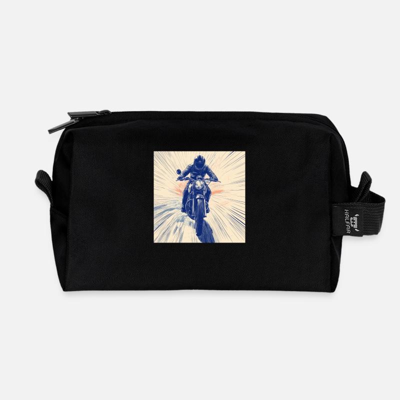 Motorcycle - Recycled Toiletry Zip Bag - black