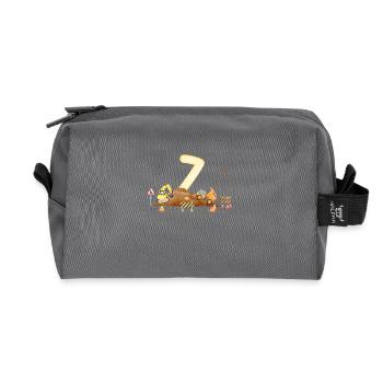 7e anniversaire chantier de construction - Trousse de toilette en tissu recyclé - anthracite - Devant