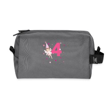 4e anniversaire fée rose - Trousse de toilette en tissu recyclé - anthracite - Devant