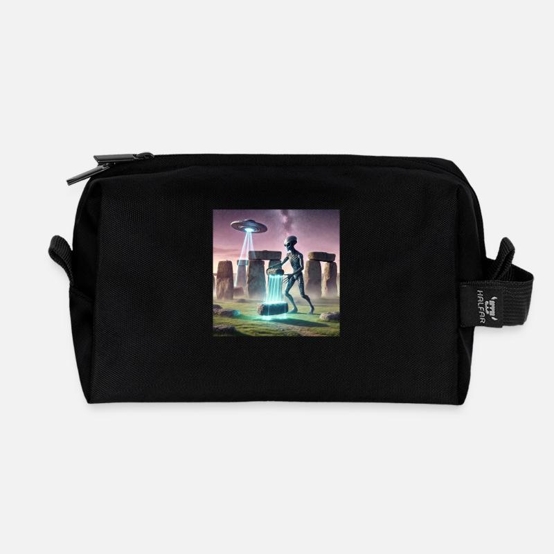 Alien baut Stonehenge - Recycelte Kulturtasche - Schwarz