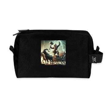 Thor, Viking and Germanic god - Recycled Toiletry Zip Bag - black - Front