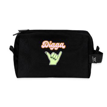 Digga Swag Handzeichen Dikka cool - Recycelte Kulturtasche - Schwarz - Vorne