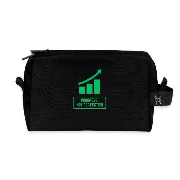 Progress Not Perfection - Recycled Toiletry Zip Bag - black - Front