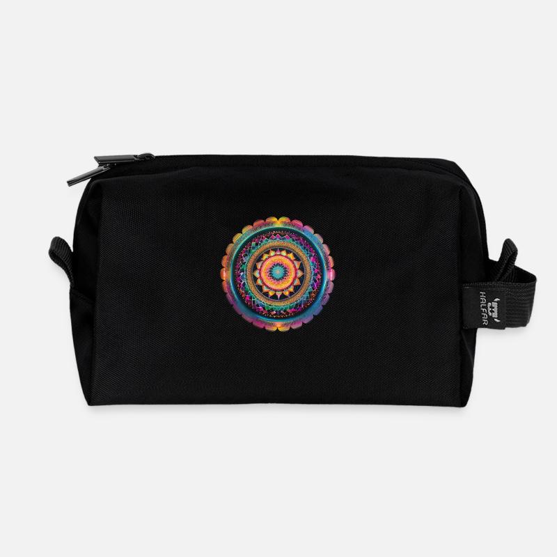 Futuristisches Mandala - Recycelte Kulturtasche - Schwarz