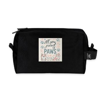 All you need is paws - Recycled Toiletry Zip Bag - black - Front