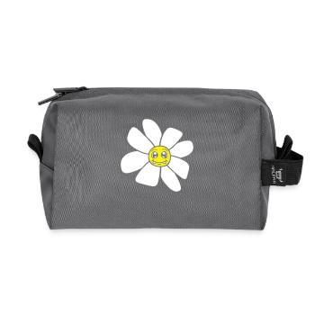 Petit drôle de fleur heureuse visage dessin animé - Trousse de toilette en tissu recyclé - anthracite - Devant