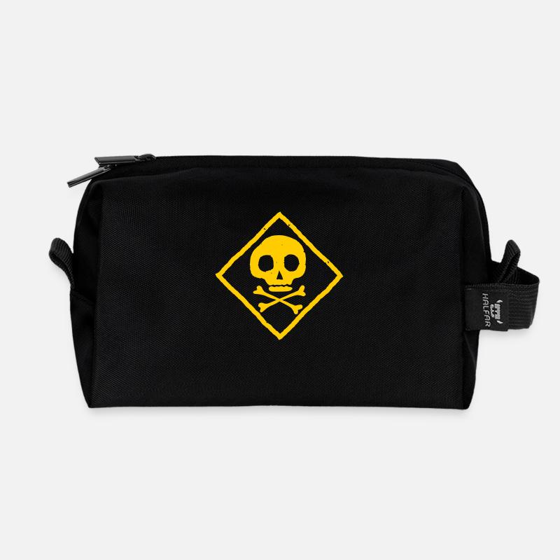 skull and bones - Recycled Toiletry Zip Bag - black