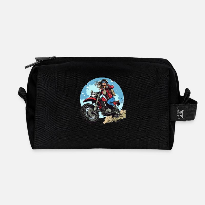 "Speed Meets Style – The Ultimate Adventure Print! - Recycelte Kulturtasche - Schwarz