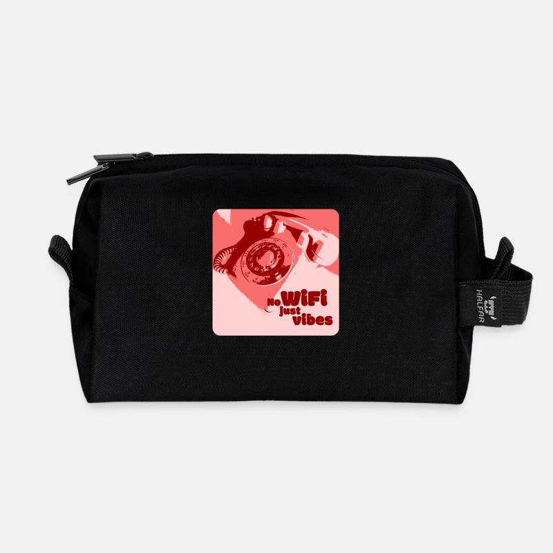 No Wifi, just Vibes - Recycelte Kulturtasche - Schwarz