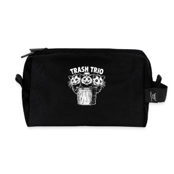 3 cool possums trash trio in the trash can - Recycled Toiletry Zip Bag - black - Front