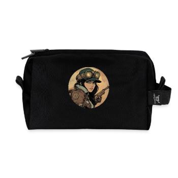 Aventure steampunk pour les explorateurs - Trousse de toilette en tissu recyclé - noir - Devant