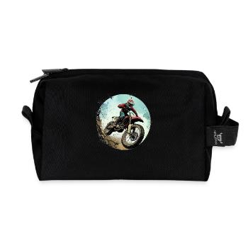 Motocross : aventure et adrénaline au plus haut niveau - Trousse de toilette en tissu recyclé - noir - Devant