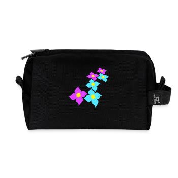 Beaucoup de jolies fleurs motif décoratif coloré belle - Trousse de toilette en tissu recyclé - noir - Devant