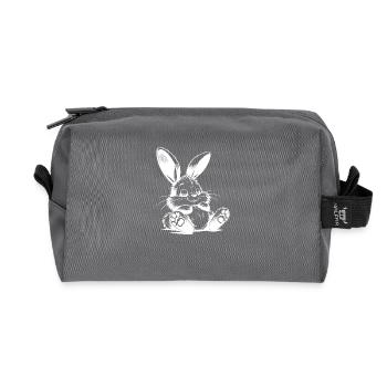 Petit lapin endormi avec de grandes oreilles - Trousse de toilette en tissu recyclé - anthracite - Devant