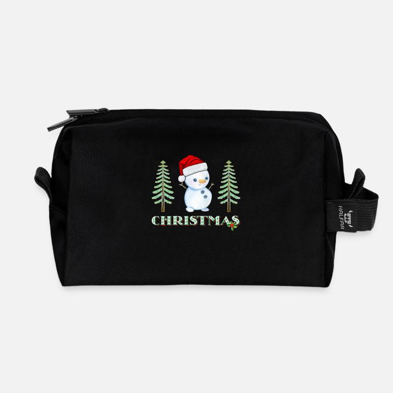 Snowman - Recycled Toiletry Zip Bag - black