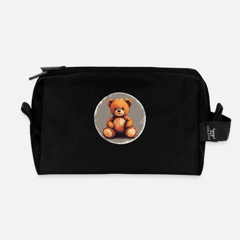 Classic Teddy: Liebevoll und zeitlos! - Recycelte Kulturtasche - Schwarz