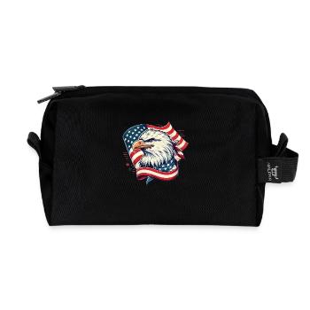 Aigle patriotique avec drapeau américain - Trousse de toilette en tissu recyclé - noir - Devant