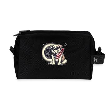 Patriotic Bulldog Solar Eclipse - Recycled Toiletry Zip Bag - black - Front