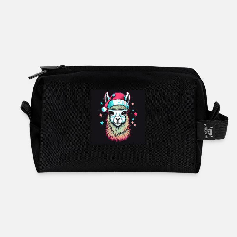 X-Mas Alpaca - Recycled Toiletry Zip Bag - black