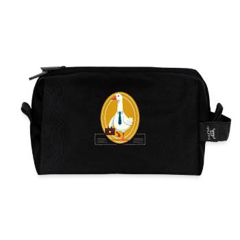 Serious Goose in Suit with Briefcase - Recycled Toiletry Zip Bag - black - Front