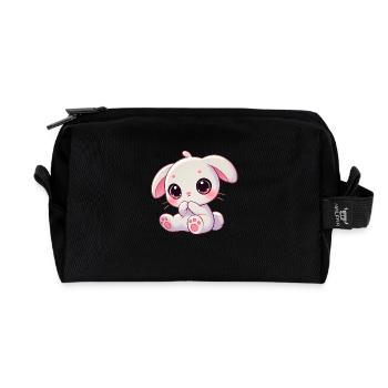 Adorable lapin grignotant graphique - Trousse de toilette en tissu recyclé - noir - Devant