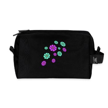 Lots of Pretty Colorful Flowers Pattern Decorative Beautiful - Recycled Toiletry Zip Bag - black - Front