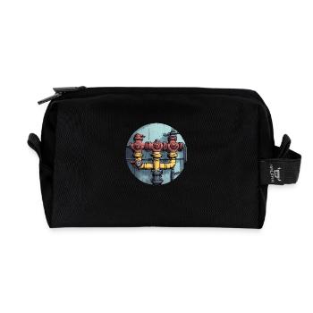 Industrial Pipe Construction - Recycled Toiletry Zip Bag - black - Front
