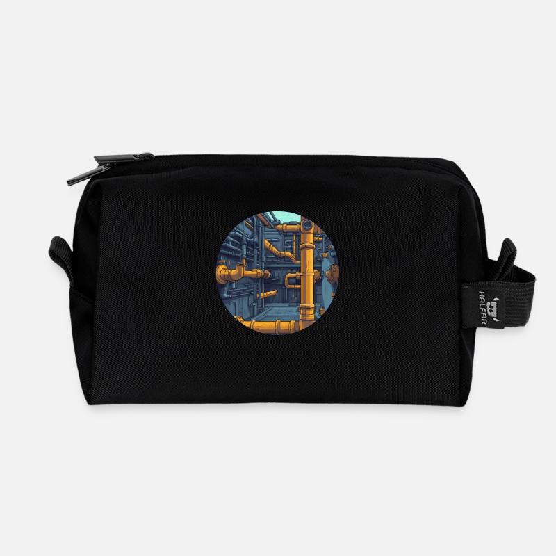 Industrielle Rohrsysteme - Recycelte Kulturtasche - Schwarz