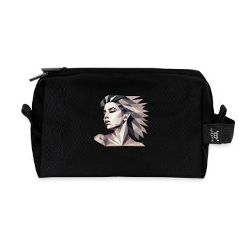 Design « Réflexion triangulaire » - Trousse de toilette en tissu recyclé - noir - Devant