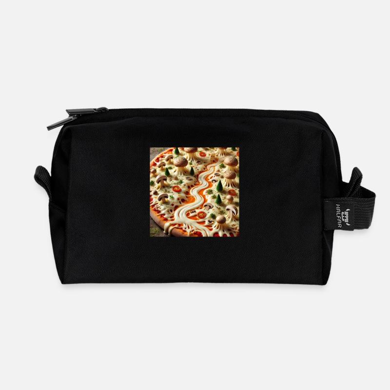 Pizza - Recycelte Kulturtasche - Schwarz