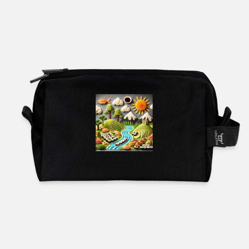 Sushi - Recycelte Kulturtasche - Schwarz