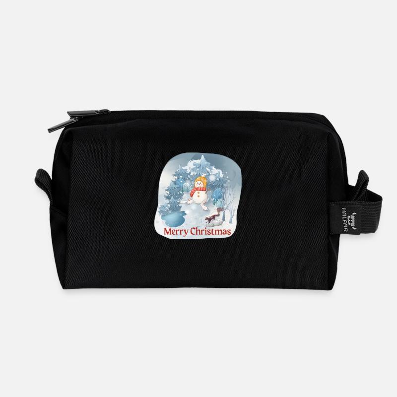 Snowman Merry Christmas - Recycelte Kulturtasche - Schwarz