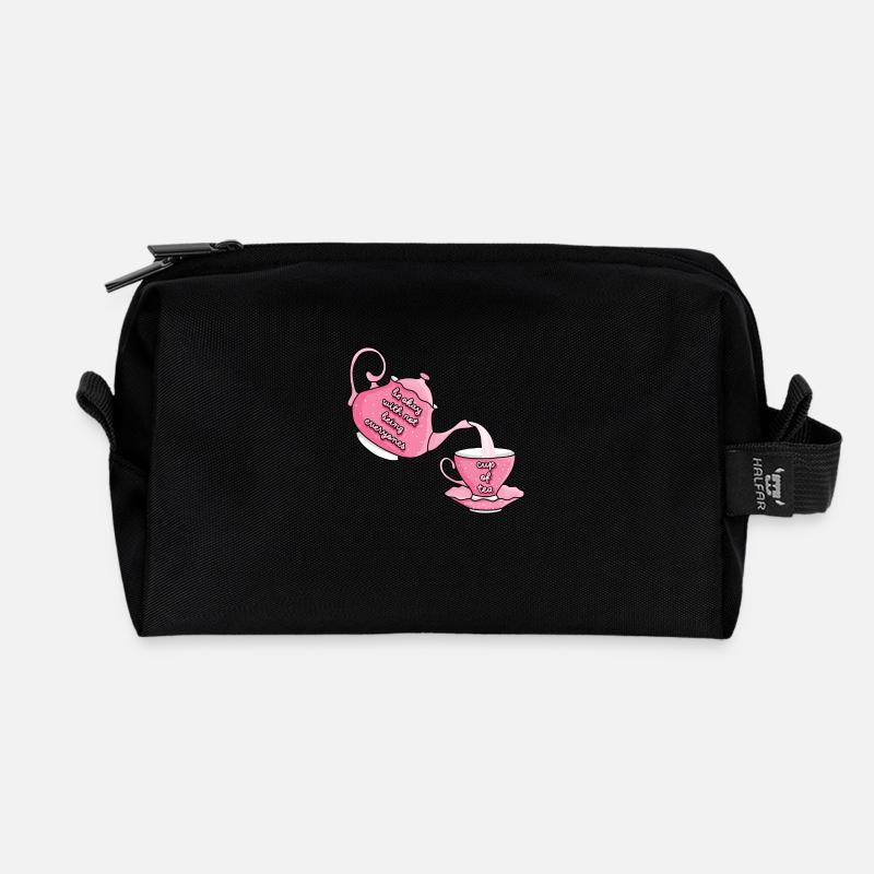 Sayings Tea - Recycled Toiletry Zip Bag - black