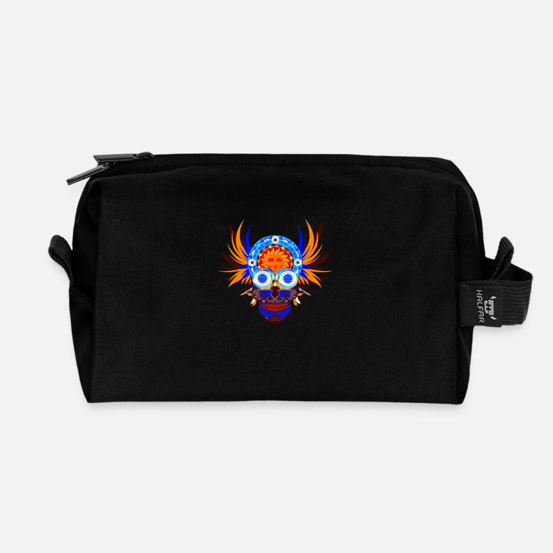 Schädel 15 - Recycelte Kulturtasche - Schwarz