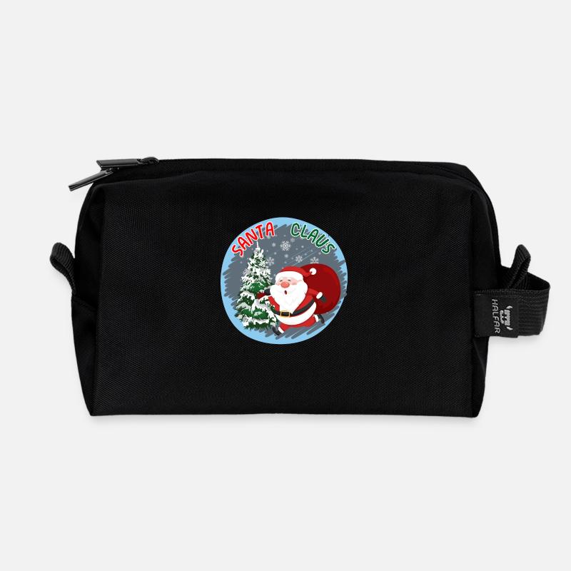 Santa Claus - Recycled Toiletry Zip Bag - black