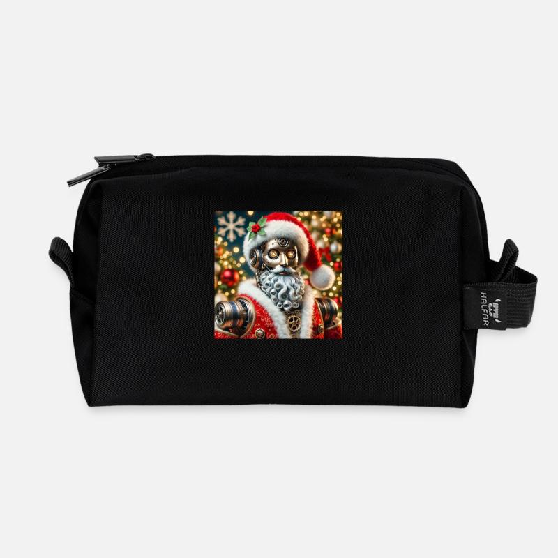 Roboter Weihnachtsmann - Recycelte Kulturtasche - Schwarz