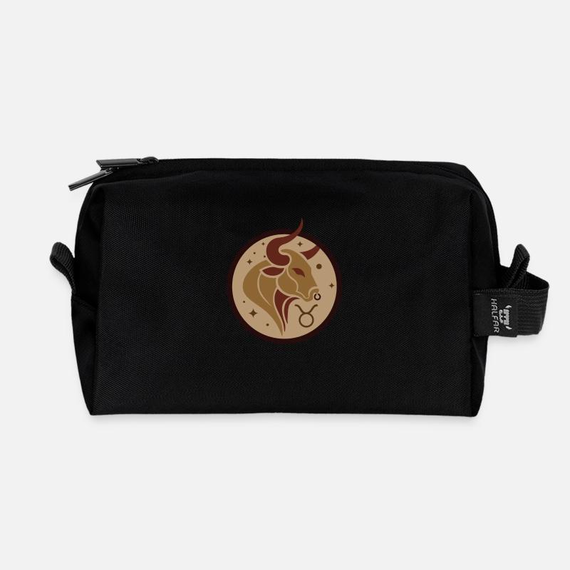 Design "Earthbound Strength" - Recycelte Kulturtasche - Schwarz