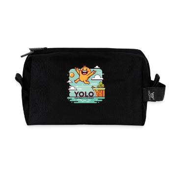 Design "Leap of Joy" YOLO - Recycled Toiletry Zip Bag - black - Front