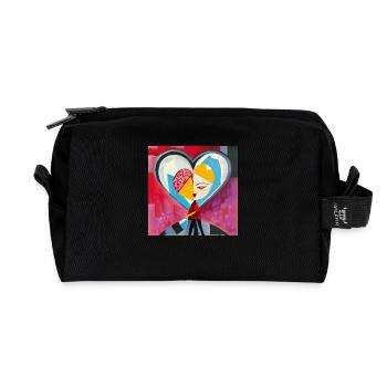 Half and half - Recycled Toiletry Zip Bag - black - Front