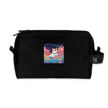 cute kitten - Recycled Toiletry Zip Bag - black - Front