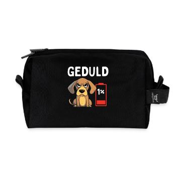 Geduld 1% Hund Bürohumor - Recycelte Kulturtasche - Schwarz - Vorne