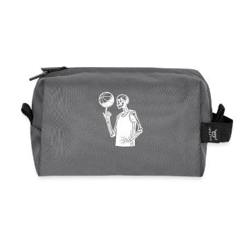 Basketball Playing Skeleton Halloween Style - Recycled Toiletry Zip Bag - anthracite - Front