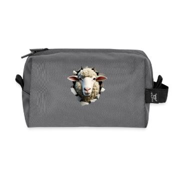Sheep Head in Hole 1 - Recycled Toiletry Zip Bag - anthracite - Front